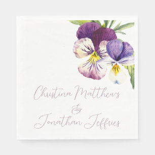 Serviette En Papier Violettes d'aquarelle romantique