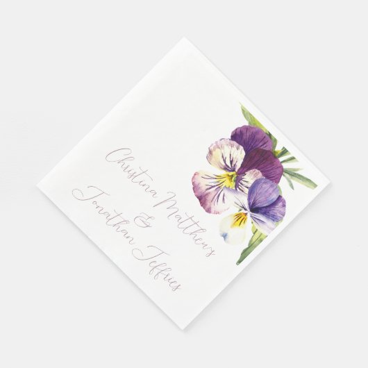 Serviette En Papier Violettes d'aquarelle romantique (Coin)