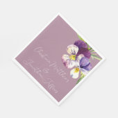 Serviette En Papier Violettes d'aquarelle romantique sur violet (Coin)
