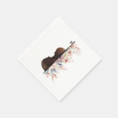 Serviette En Papier Violon aux fleurs. (Coin)