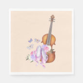 Serviette En Papier Violon, Chaussures de Ballet, Fleurs et Papillons (Devant)