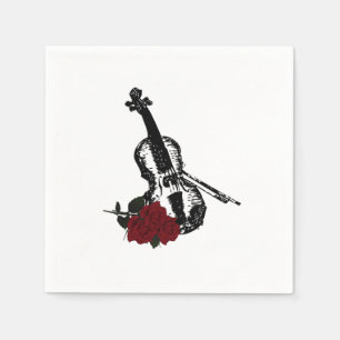 Serviette En Papier Violon et Rose