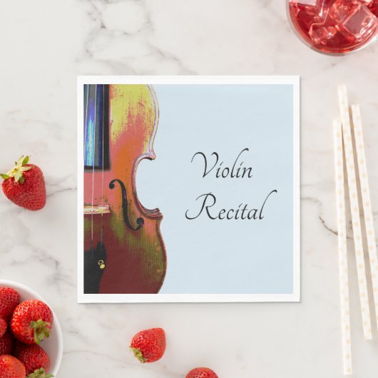 Serviette En Papier Violon musical Considérant Bleu élégant (En situation)