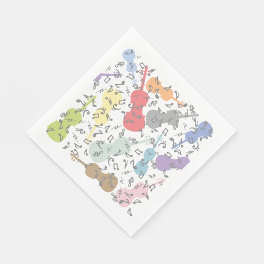 Serviette En Papier Violons Et Notes Musicales (Coin)
