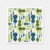 Serviette En Papier Violons - Motif bleu et vert (Devant)
