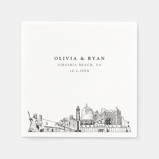 Serviette En Papier Virginia Beach Mariage Papier Cocktail Napkin (Devant)