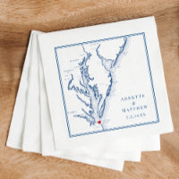 Virginia Beach VA Elegant Marine Blue Map Mariage