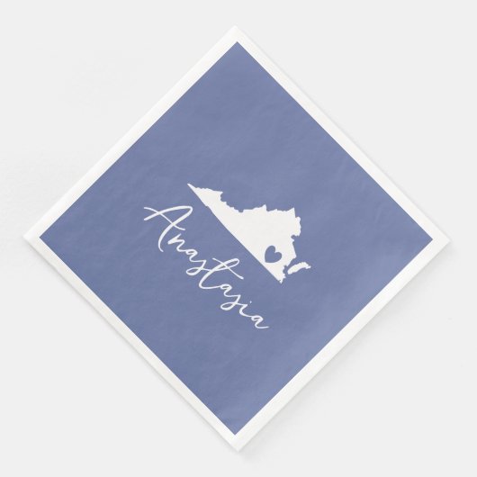 Serviette En Papier Virginia State Map Nom personnalisable (Coin)
