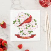 Serviette En Papier Virginie State Cardinal Bird and Dogwood Flower (En situation)