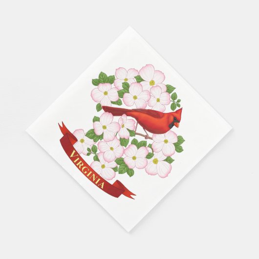 Serviette En Papier Virginie State Cardinal Bird and Dogwood Flower (Coin)
