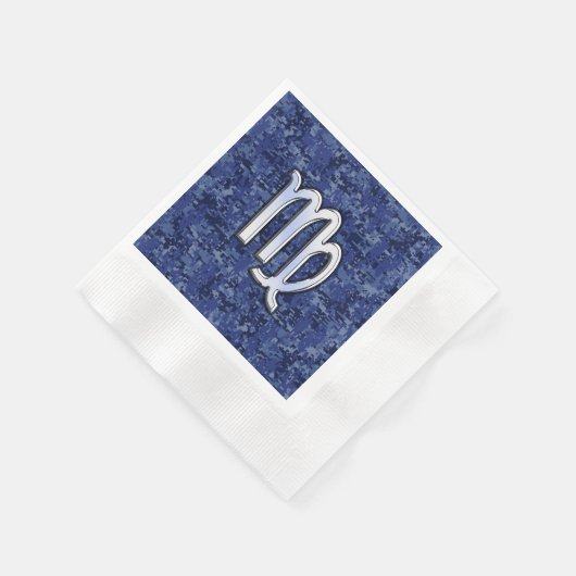 Serviette En Papier Virgo Zodiac Connexion Camouflage numérique bleu (Coin)