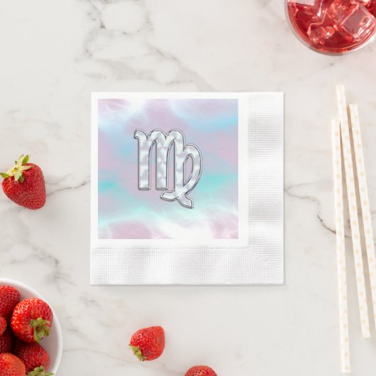 Serviette En Papier Virgo Zodiac Connexion Pastels Style Nacre Imprime (En situation)