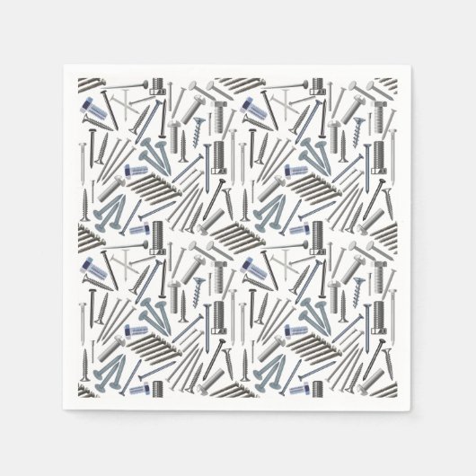 Serviette En Papier Vis et clous x4 (Devant)