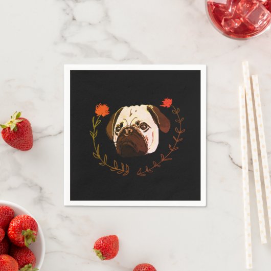 Serviette En Papier Visage de carlin, Chien Art (En situation)