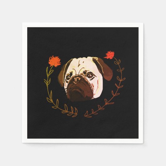 Serviette En Papier Visage de carlin, Chien Art (Devant)