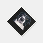 Serviette En Papier Visage de chien noir et blanc (Coin)