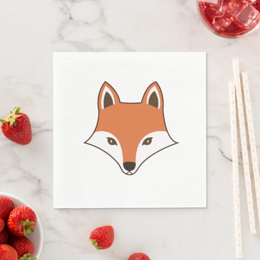 Serviette En Papier Visage de dessin de style scandinave Fox (En situation)