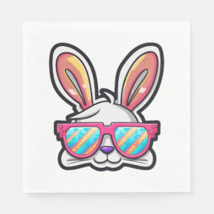 Serviette En Papier visage de lapin avec lunettes de soleil jour de Pâ