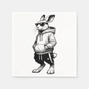Serviette En Papier Visage De Lapin Avec Lunettes De Soleil Joyeux Jou