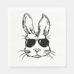 Serviette En Papier Visage de lapin avec lunettes de soleil pour Pâque