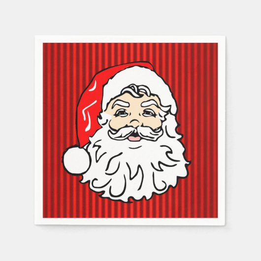 Serviette En Papier Visage de Père Noël Rétro Rouge (Devant)