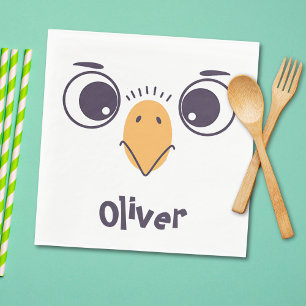 Serviette En Papier Visage d'oiseau drôle avec de grands yeux