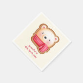 Serviette En Papier Visage d'ours mignon dans l'écharpe rouge Annivers (Coin)