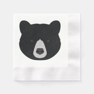 Serviette En Papier Visage d'ours noir