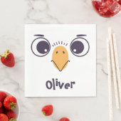 Serviette En Papier Visage drôle d'oiseau avec grands yeux (En situation)