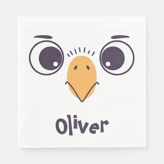 Serviette En Papier Visage drôle d'oiseau avec grands yeux (Devant)