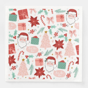 Serviette En Papier Visage Père Noël joyeux   Repas de Noël