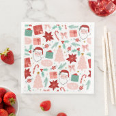 Serviette En Papier Visage Père Noël joyeux | Repas de Noël (En situation)