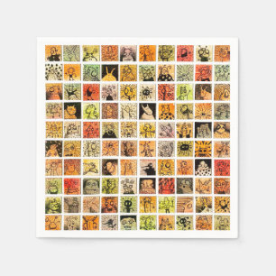 Serviette En Papier Visages de dessin animé étranges et bizarres Coule