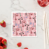 Serviette En Papier Visages monochromes (En situation)