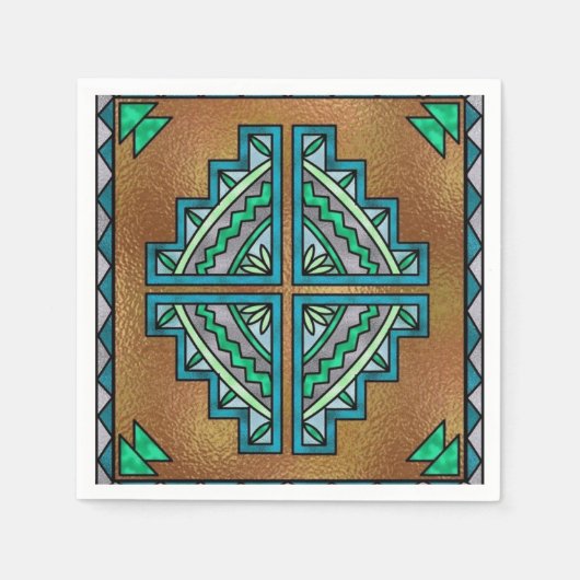 Serviette En Papier Vitrail de Faux Papier de la fête du Sud-Ouest (Devant)