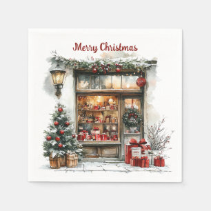 Serviette En Papier Vitrine de magasin de Noël vintage