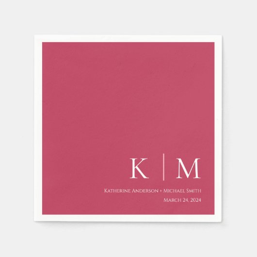 Serviette En Papier Viva Magenta et Mariage blanc (Devant)