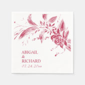 Serviette En Papier Viva magenta mariage de fleurs rose et blanche (Devant)