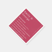 Serviette En Papier Viva Magenta moderne Mariage de faits amusants (Coin)