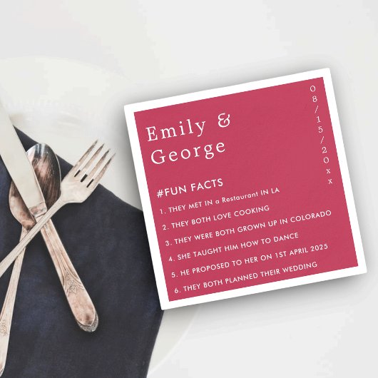 Serviette En Papier Viva Magenta moderne Mariage de faits amusants