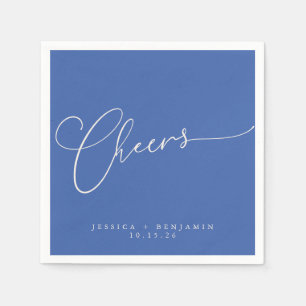 Serviette En Papier Vive le mariage minimal français bleu script perso
