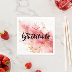 Serviette En Papier Vivez dans l'encre rose de gratitude