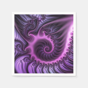 Serviette En Papier Vivid Cool Abstrait rose violet Fractal Art Spiral