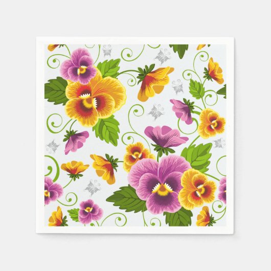 Serviette En Papier Vivid fleurs de pansement (Devant)