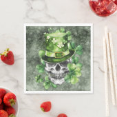 Serviette En Papier Vivid Skull with Green Hat Illustration (En situation)