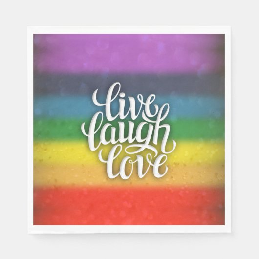 Serviette En Papier Vivre Rire Amour Rainbow Napkins (Devant)