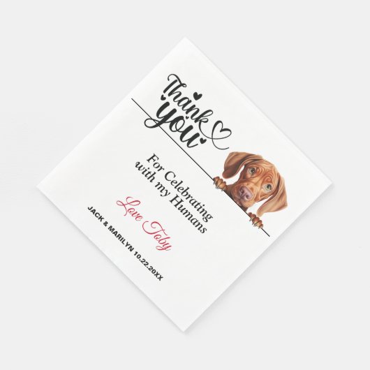 Serviette En Papier Vizsla Chien Mariage Merci (Coin)