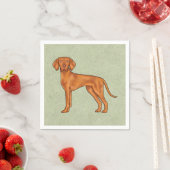 Serviette En Papier Vizsla Hongroise mignonne Pointeur de dessin vert  (En situation)