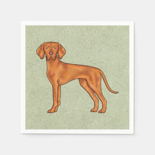 Serviette En Papier Vizsla Hongroise mignonne Pointeur de dessin vert  (Devant)