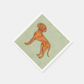 Serviette En Papier Vizsla Hongroise mignonne Pointeur de dessin vert  (Coin)